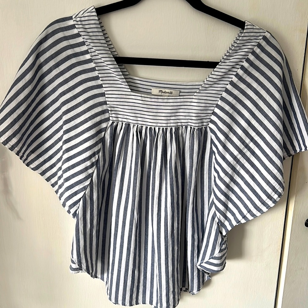 Madewell blue and white striped top